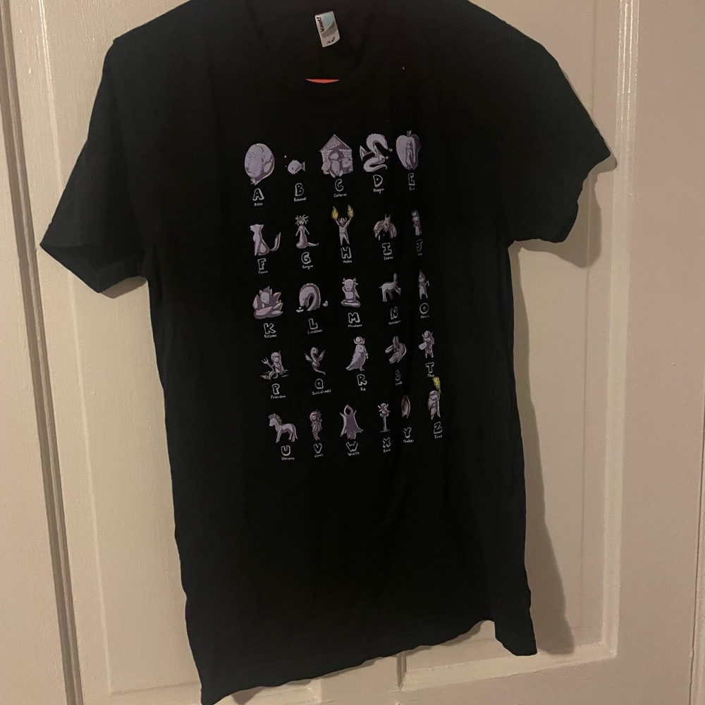 ABCs of Mythology Shirt.woot! Women's XL black graphic tee